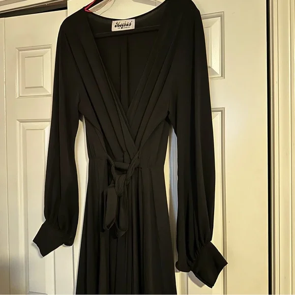 Meghan LA Pearl Detail Black Dress - Picture 3 of 6